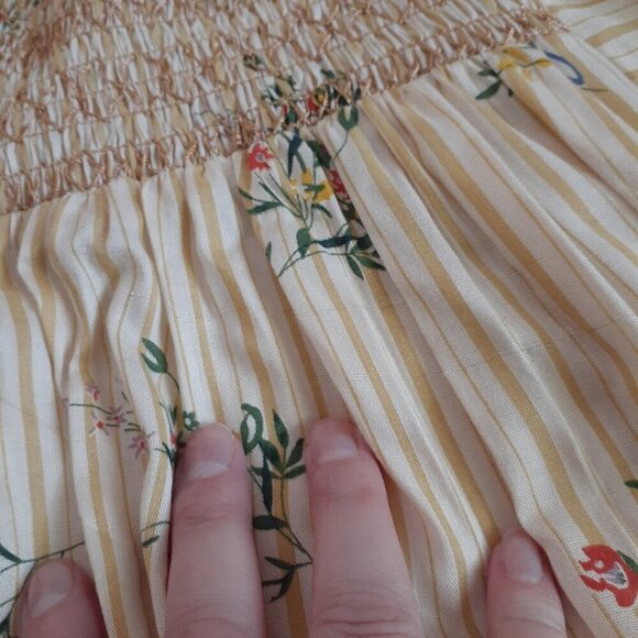 ACOS&A Women's Medium Yellow Floral Stripe Blouse - Picture 16 of 16